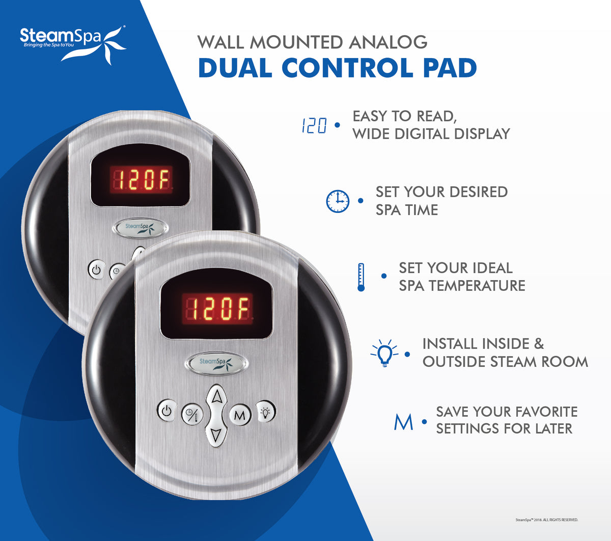 SteamSpa Programmable Dual Control Panels G-SC-2-75