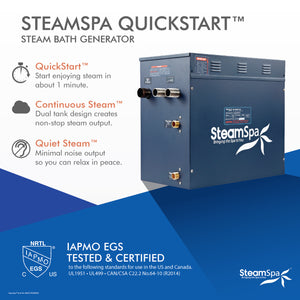 SteamSpa Royal 12 KW QuickStart Acu-Steam Bath Generator Package RYT1200