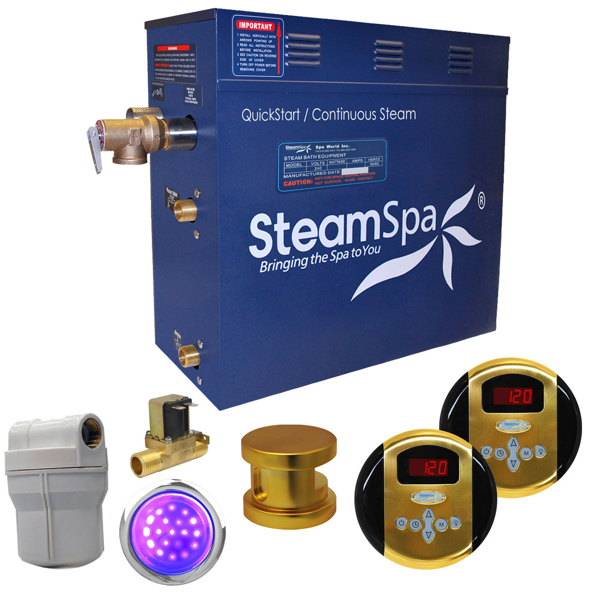 SteamSpa Royal 4.5 KW QuickStart Acu-Steam Bath Generator Package RY450