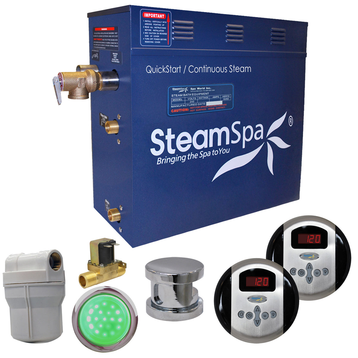 SteamSpa Royal 6 KW QuickStart Acu-Steam Bath Generator Package RY600