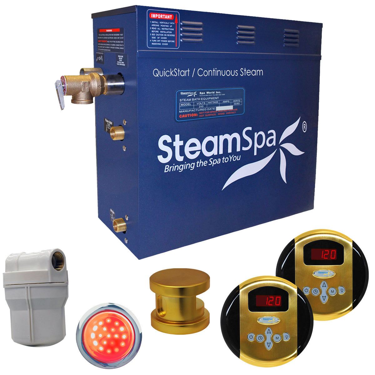 SteamSpa Royal 9KW QuickStart Acu-Steam Bath Generator Package RY900