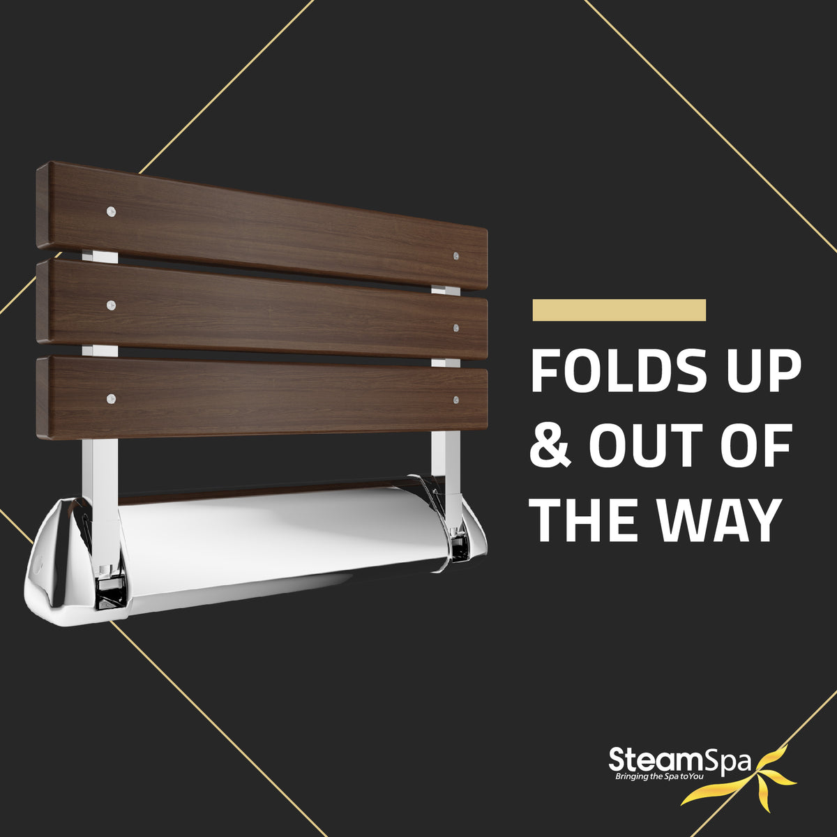 SteamSpa Wall Mounted Folding Shower Bench SS-K