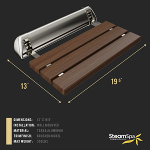 SteamSpa Wall Mounted Folding Shower Bench SS-K