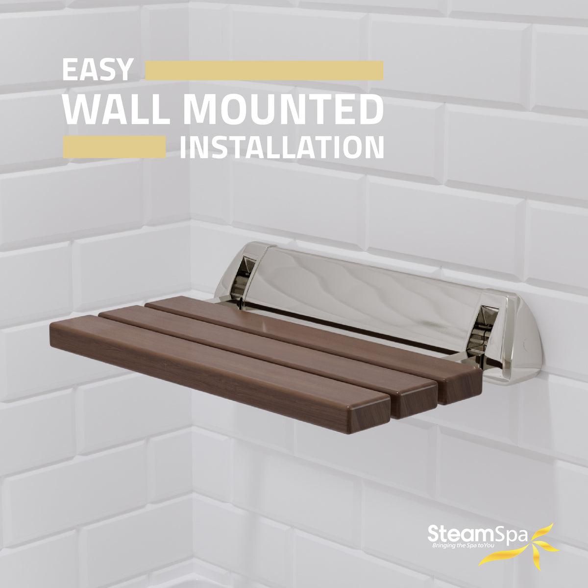 SteamSpa Wall Mounted Folding Shower Bench SS-K