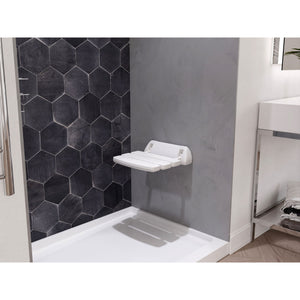 SteamSpa Wall Mounted Folding Shower Seat in White SSP-SS-C