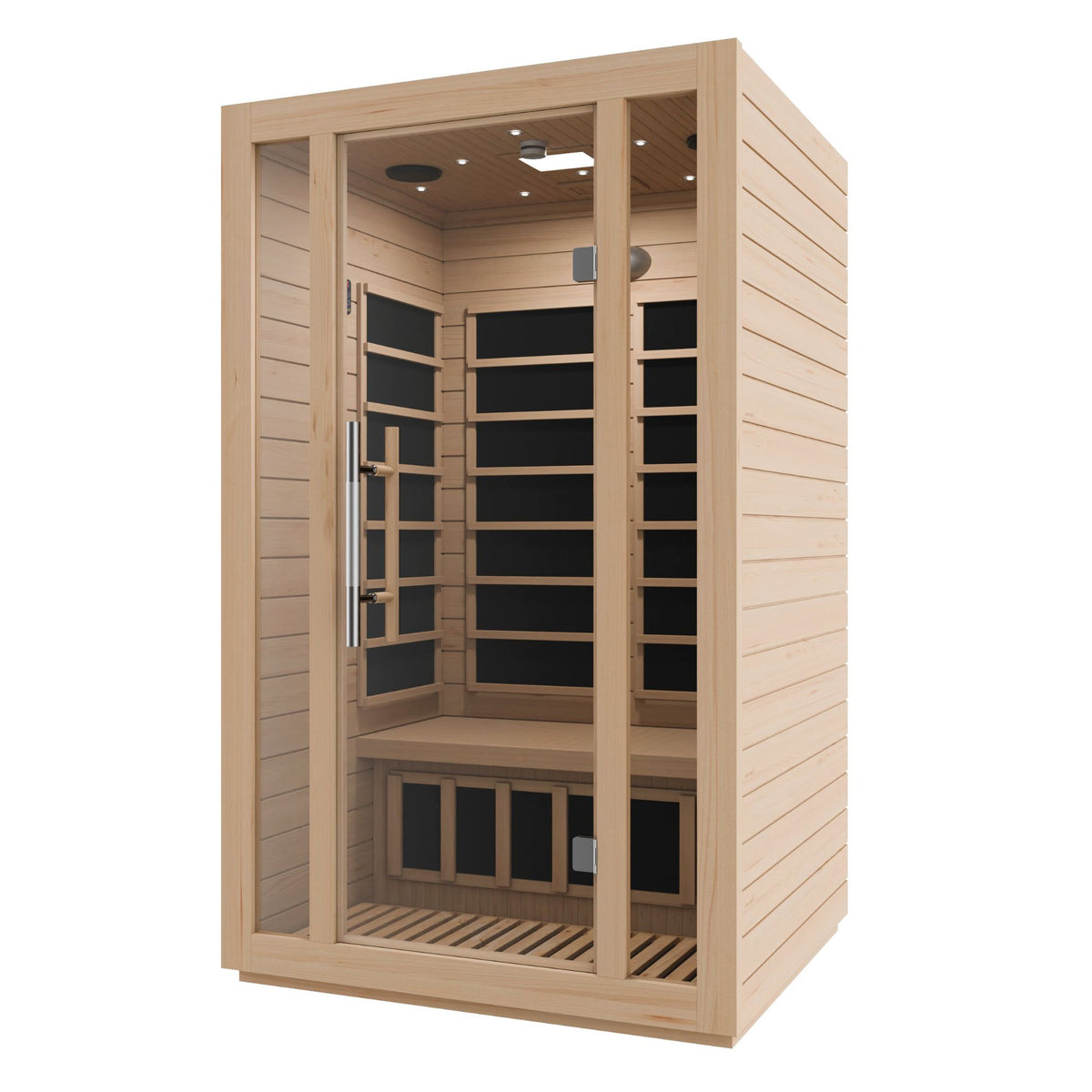 SteamSpa Maldives 2-Person Low EMF Carbon FAR Infrared Hemlock Wooden Indoor Home Sauna Room with LED Touch Control Panel SC-SS0008-2P