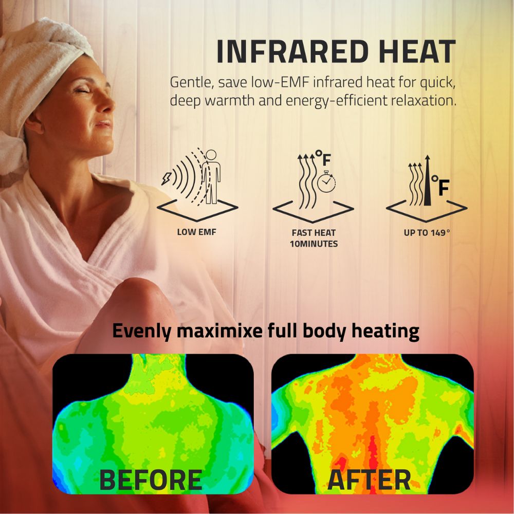 SteamSpa Seychelles 2-Person Carbon FAR Infrared Infrared Hemlock Wooden Indoor Home Sauna Room with LED Touch Control Panel SC-SS0009-0S