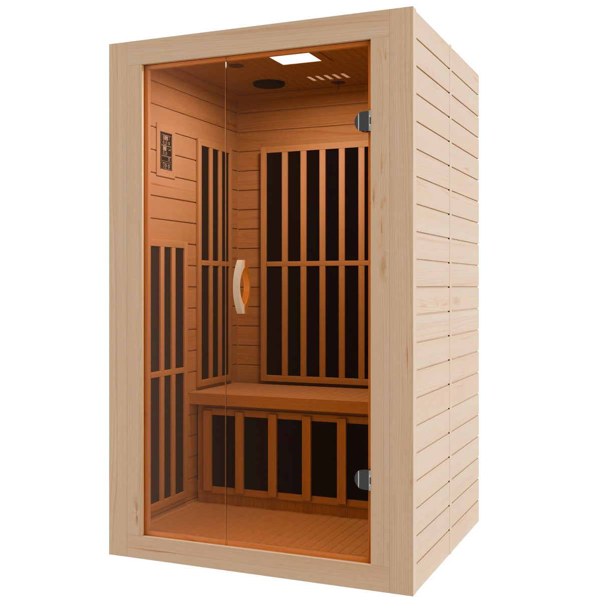 SteamSpa Viti 2-Person Carbon FAR Infrared Hemlock Wooden Indoor Home Sauna Room with LED Touch Control Panel SC-SS0014-GS