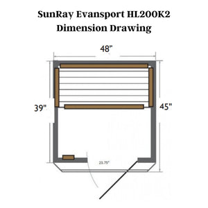 SunRay Evansport 2-Person Indoor Infrared Sauna HL200K2