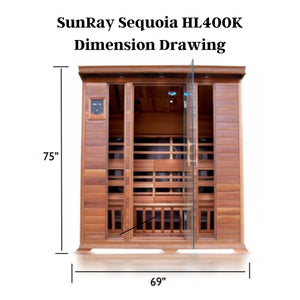 SunRay Sauna Sequoia FAR Infrared Sauna - 4 Person HL400K