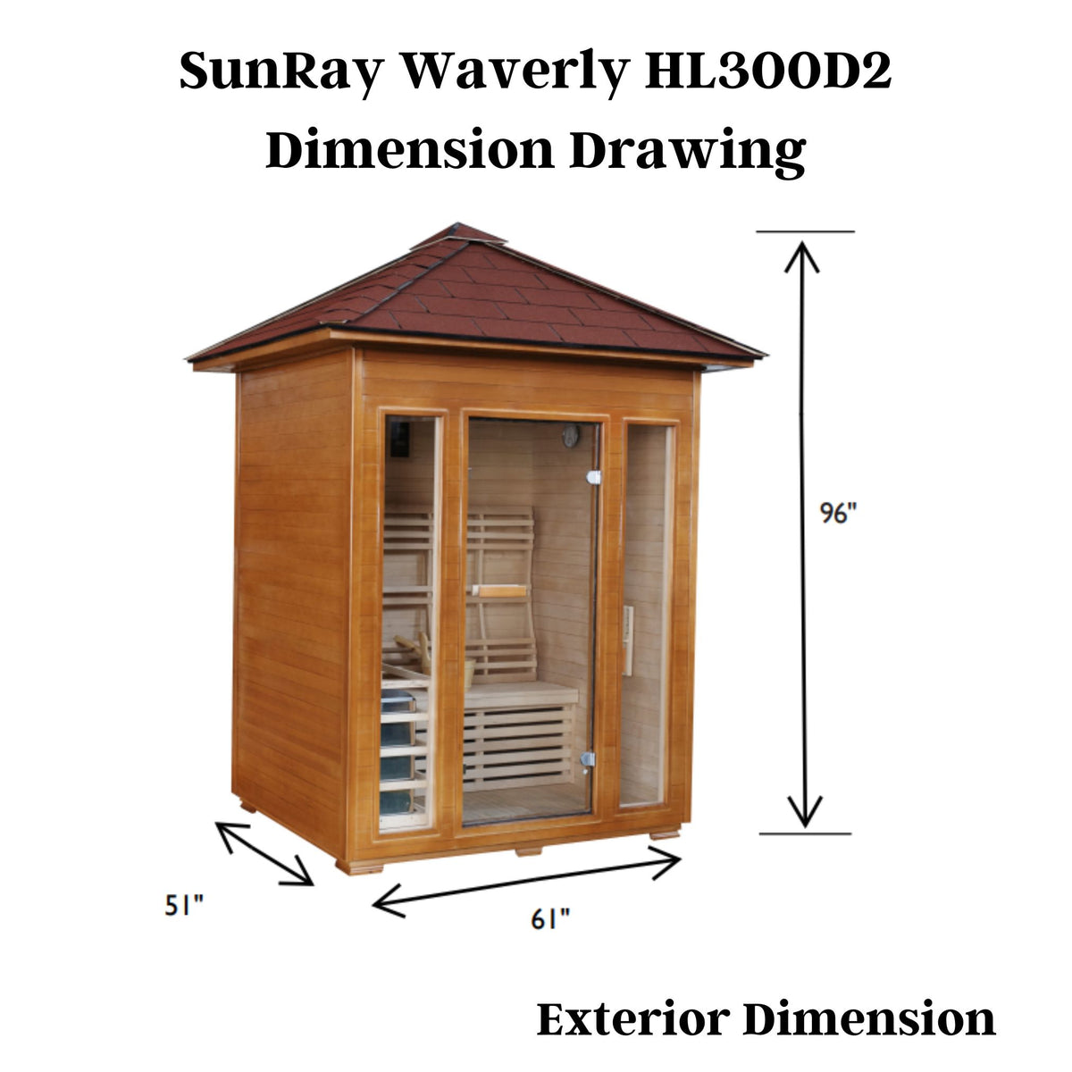 SunRay Waverly 3-Person Outdoor Traditional Sauna HL300D2