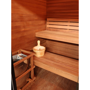 SunRay Cayman 4-Person Outdoor Traditional Sauna Double Bench with 6kW Harvia Heater 400D7