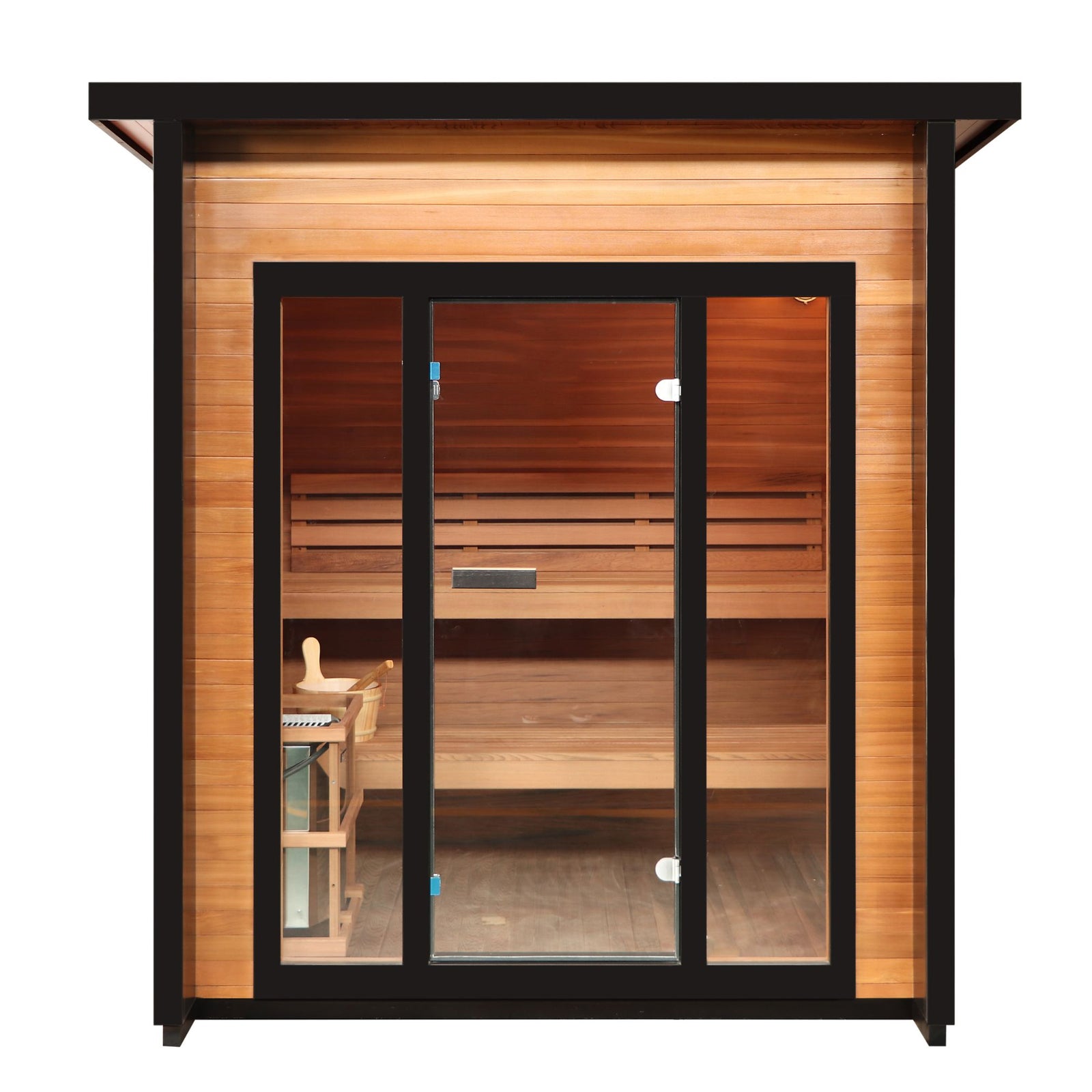 SunRay Cayman 4-Person Outdoor Traditional Sauna Double Bench with 6kW Harvia Heater 400D7