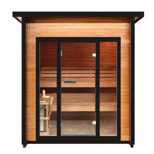 SunRay Cayman 4-Person Outdoor Traditional Sauna Double Bench with 6kW Harvia Heater 400D7