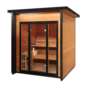 SunRay Cayman 4-Person Outdoor Traditional Sauna Double Bench with 6kW Harvia Heater 400D7