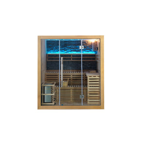 SunRay Galaxie 4-Person Indoor Traditional Sauna with Double Bench and 6kW Harvia Heater 400LX