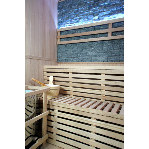 SunRay Galaxie 4-Person Indoor Traditional Sauna with Double Bench and 6kW Harvia Heater 400LX