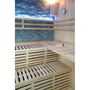SunRay Galaxie 4-Person Indoor Traditional Sauna with Double Bench and 6kW Harvia Heater 400LX
