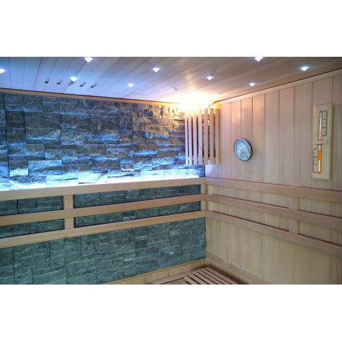 SunRay Galaxie 4-Person Indoor Traditional Sauna with Double Bench and 6kW Harvia Heater 400LX
