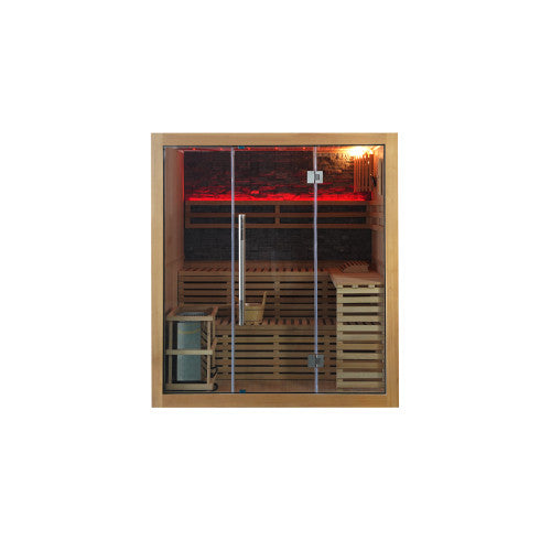 SunRay Galaxie 4-Person Indoor Traditional Sauna with Double Bench and 6kW Harvia Heater 400LX
