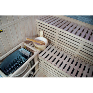 SunRay Galaxie 4-Person Indoor Traditional Sauna with Double Bench and 6kW Harvia Heater 400LX