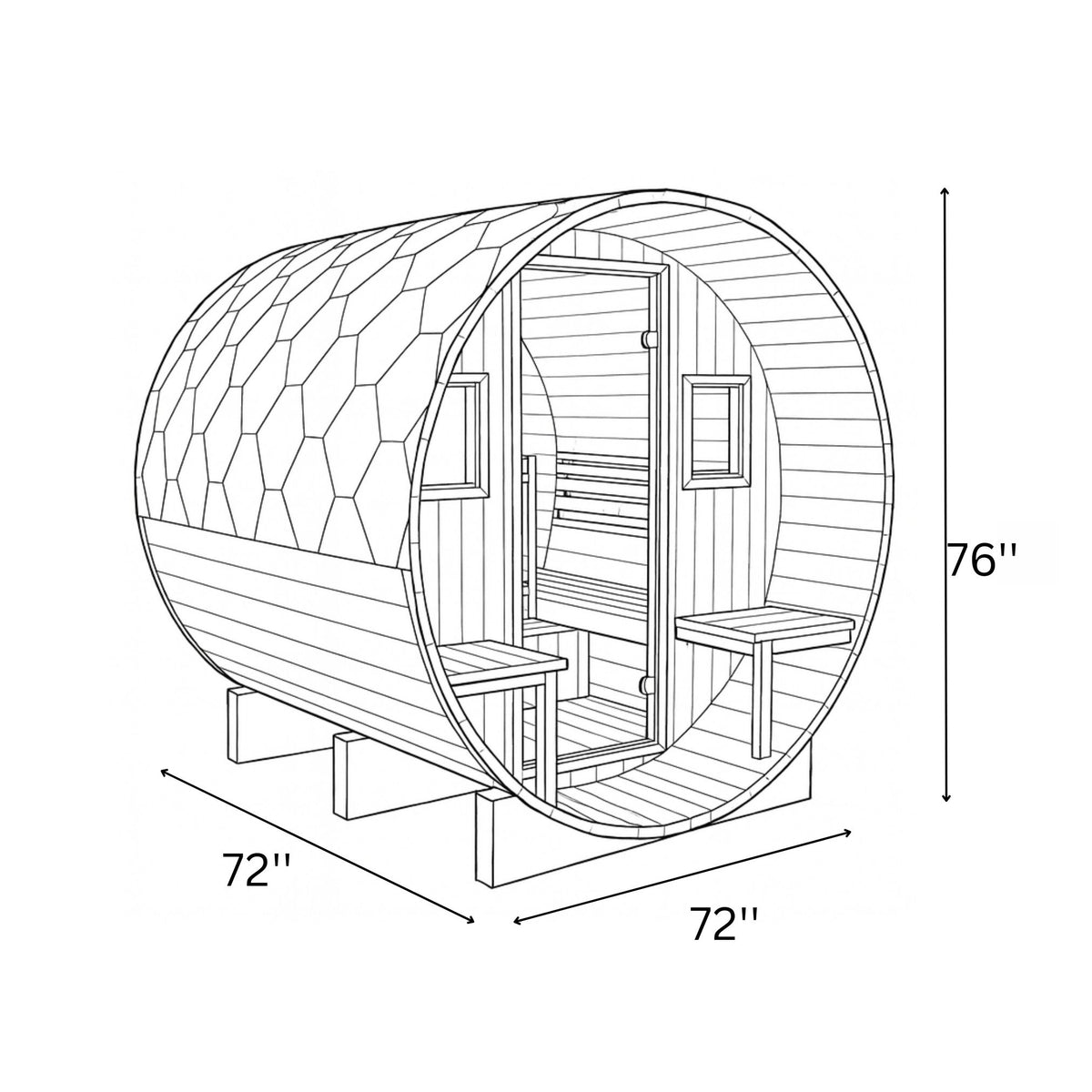 SunRay Oasis 2-4 Person Traditional Canopy Barrel Sauna 300SC