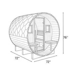 SunRay Oasis 2-4 Person Traditional Canopy Barrel Sauna 300SC