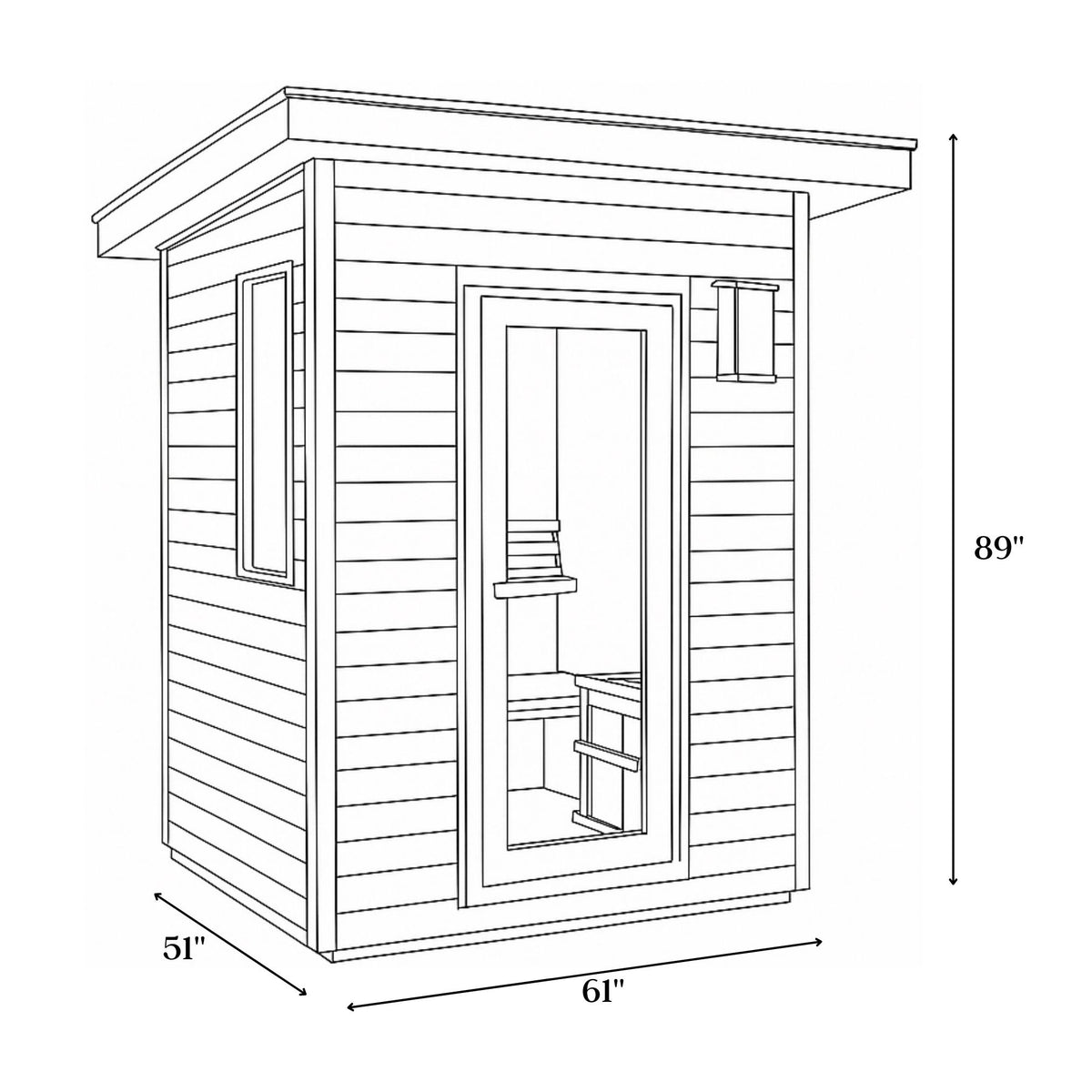 SunRay Seneca 3-Person Contemporary Outdoor Sauna With Harvia Heater 300D5