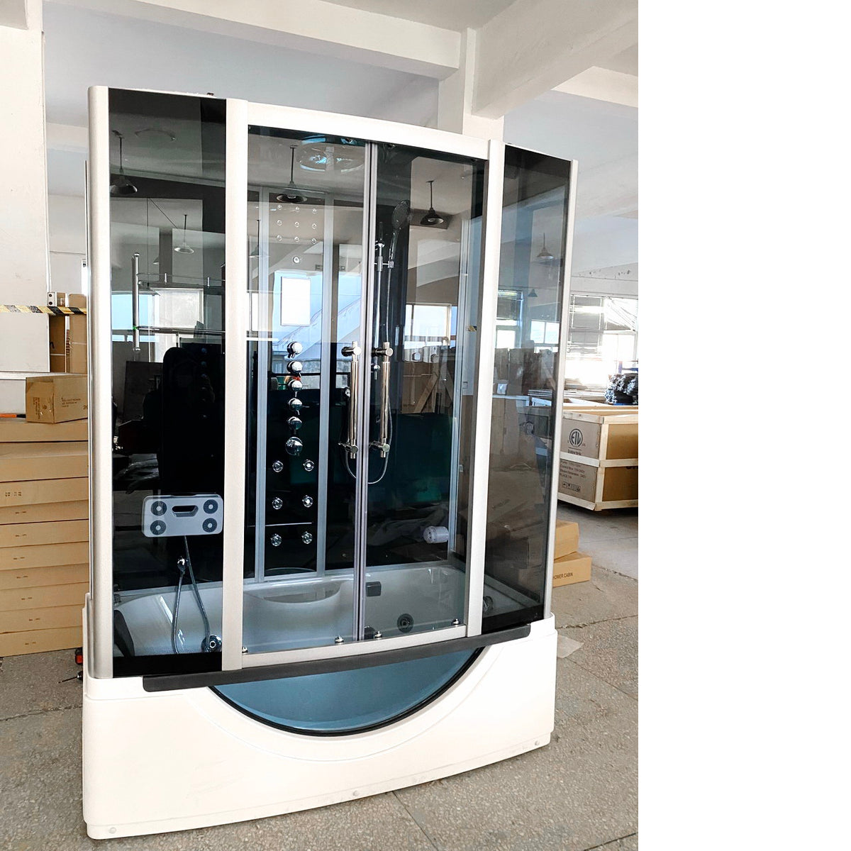 The Luxury Shower Room 67x33x85  EmpireShower The Blue Lagoon Steam Shower with Whirlpool Tub and Bluetooth Audio ER67-33WSB