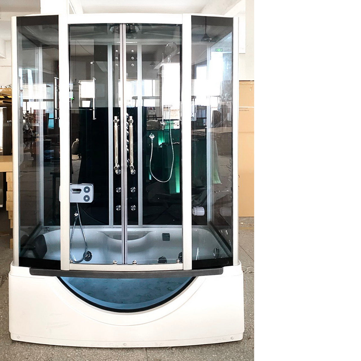 The Luxury Shower Room 67x33x85  EmpireShower The Blue Lagoon Steam Shower with Whirlpool Tub and Bluetooth Audio ER67-33WSB