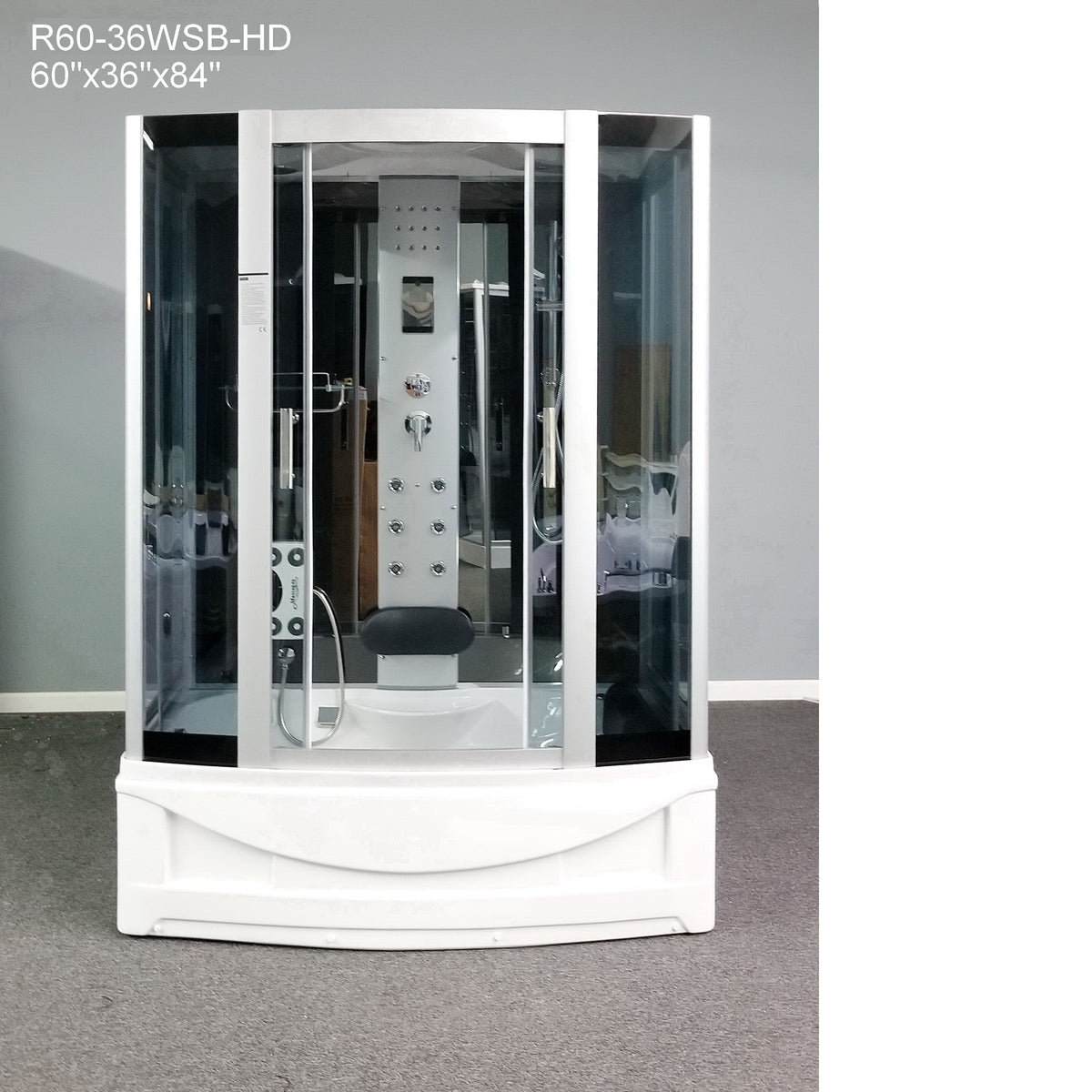 The Luxury Shower Room EmpireShower 60x36x84 (Heavy Duty) Steam Shower with Whirlpool Tub and Bluetooth Audio R60-36WSB-HD
