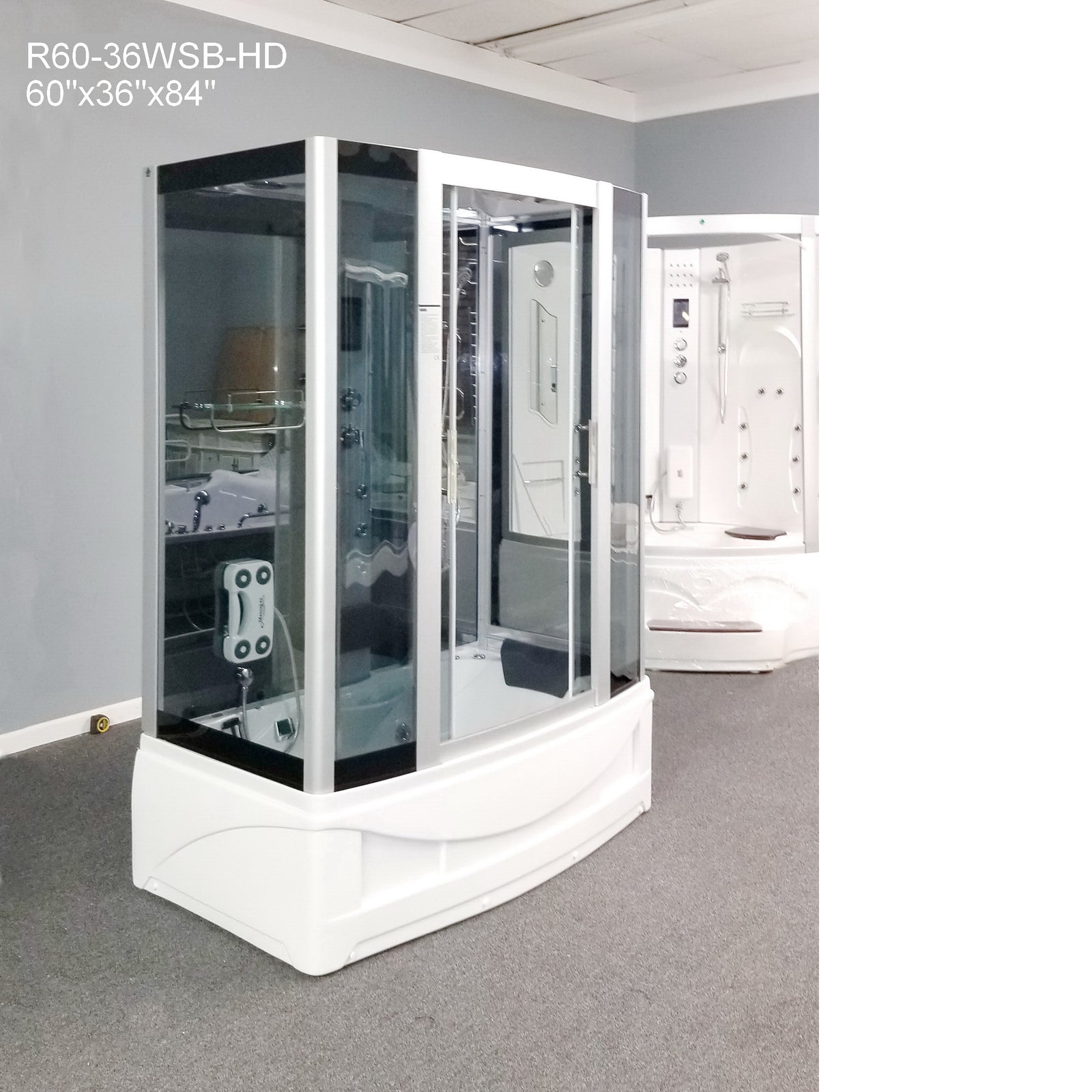 The Luxury Shower Room EmpireShower 60x36x84 (Heavy Duty) Steam Shower with Whirlpool Tub and Bluetooth Audio R60-36WSB-HD