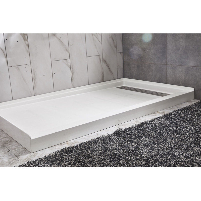 Avora Bath Subway Tile LimeStone Acrylic Alcove Shower System 60"W x 34"D x 96"H 6034RTAV6036LSSWS