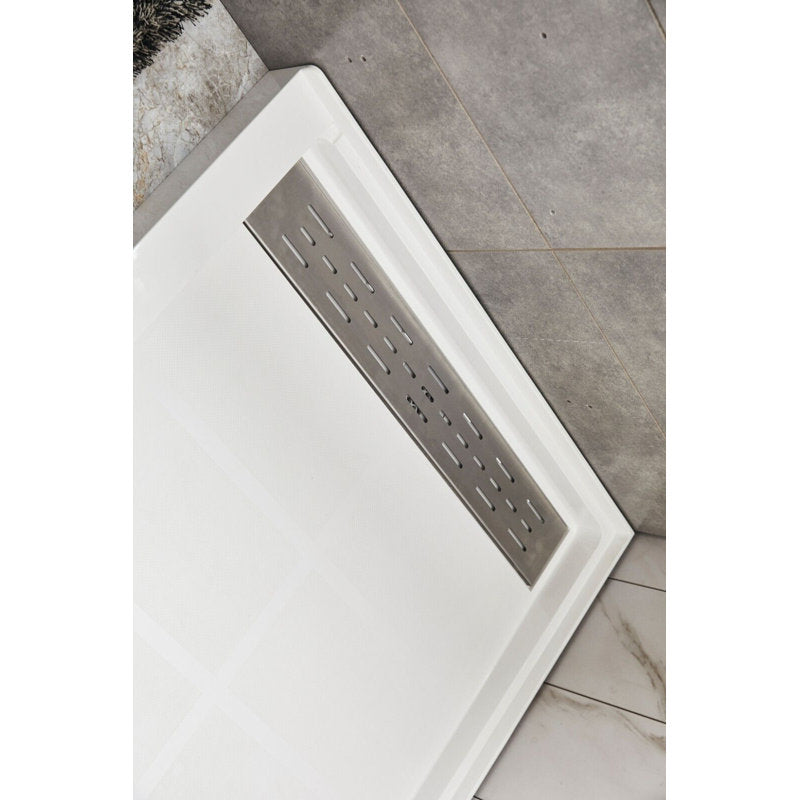 Avora Bath 3x6 White Acrylic Alcove Shower System with Silver Grout Lines 60"W x 34"D 6034RTAV603636SSSW