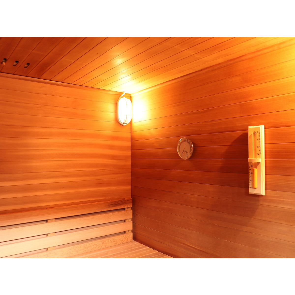 SunRay Cayman 4-Person Outdoor Traditional Sauna Double Bench with 6kW Harvia Heater 400D7