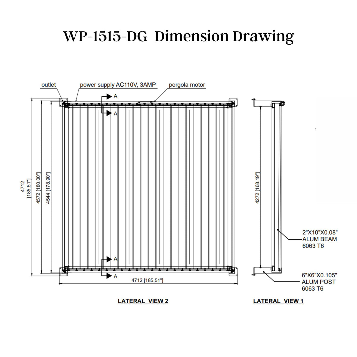 Bon Pergola Weatherproof Motorized Louvered Pergola with Lighting
