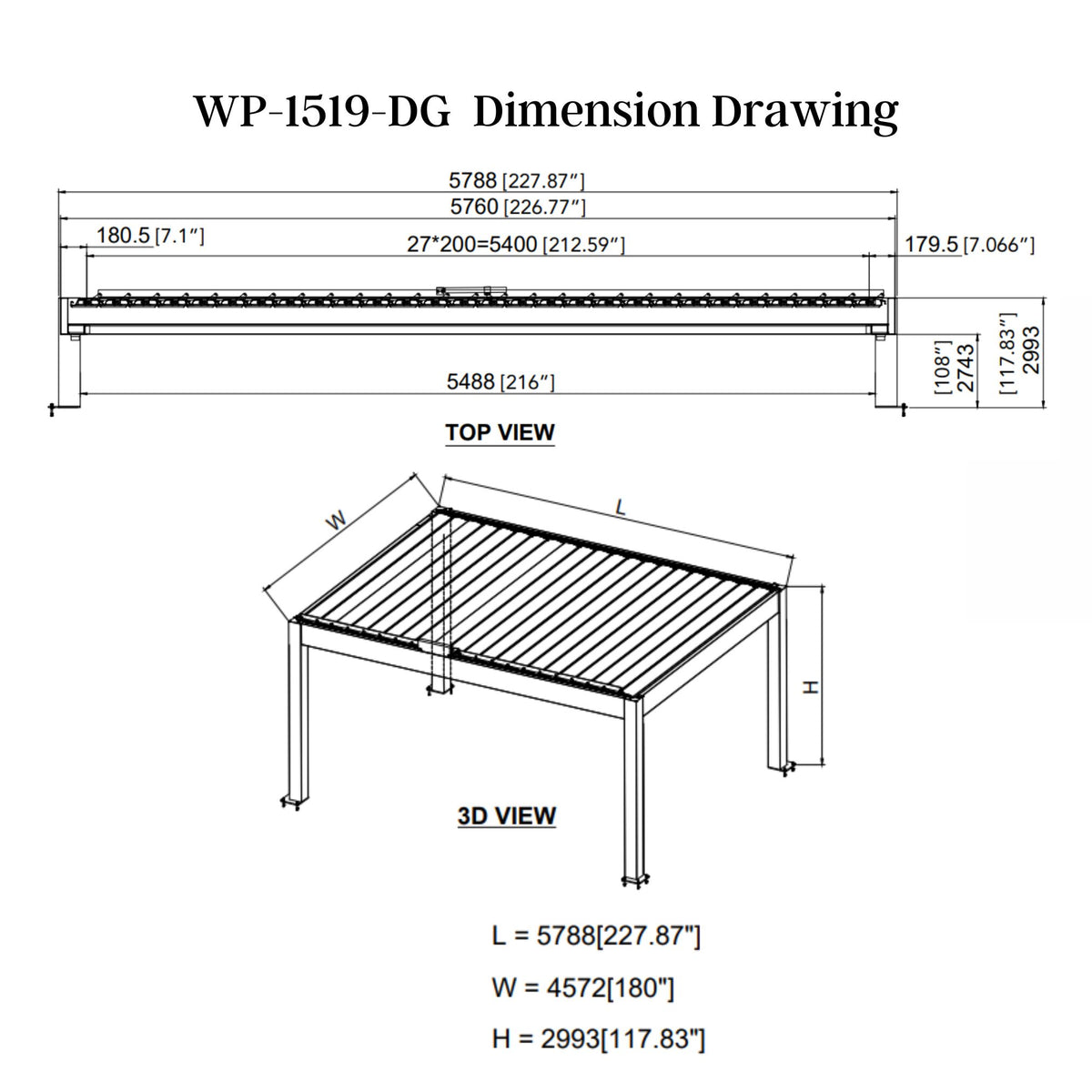 Bon Pergola Weatherproof Motorized Louvered Pergola with Lighting
