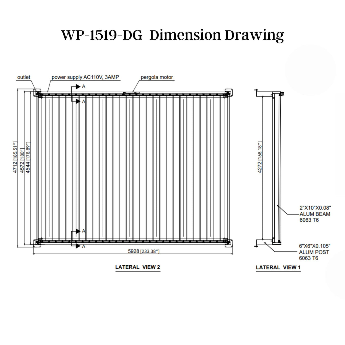Bon Pergola Weatherproof Motorized Louvered Pergola with Lighting
