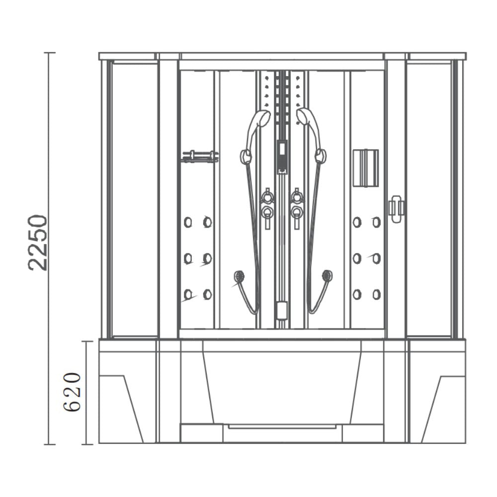 Mesa Blue Glass Steam Shower Tub Combo - Corner Placement WS-701A