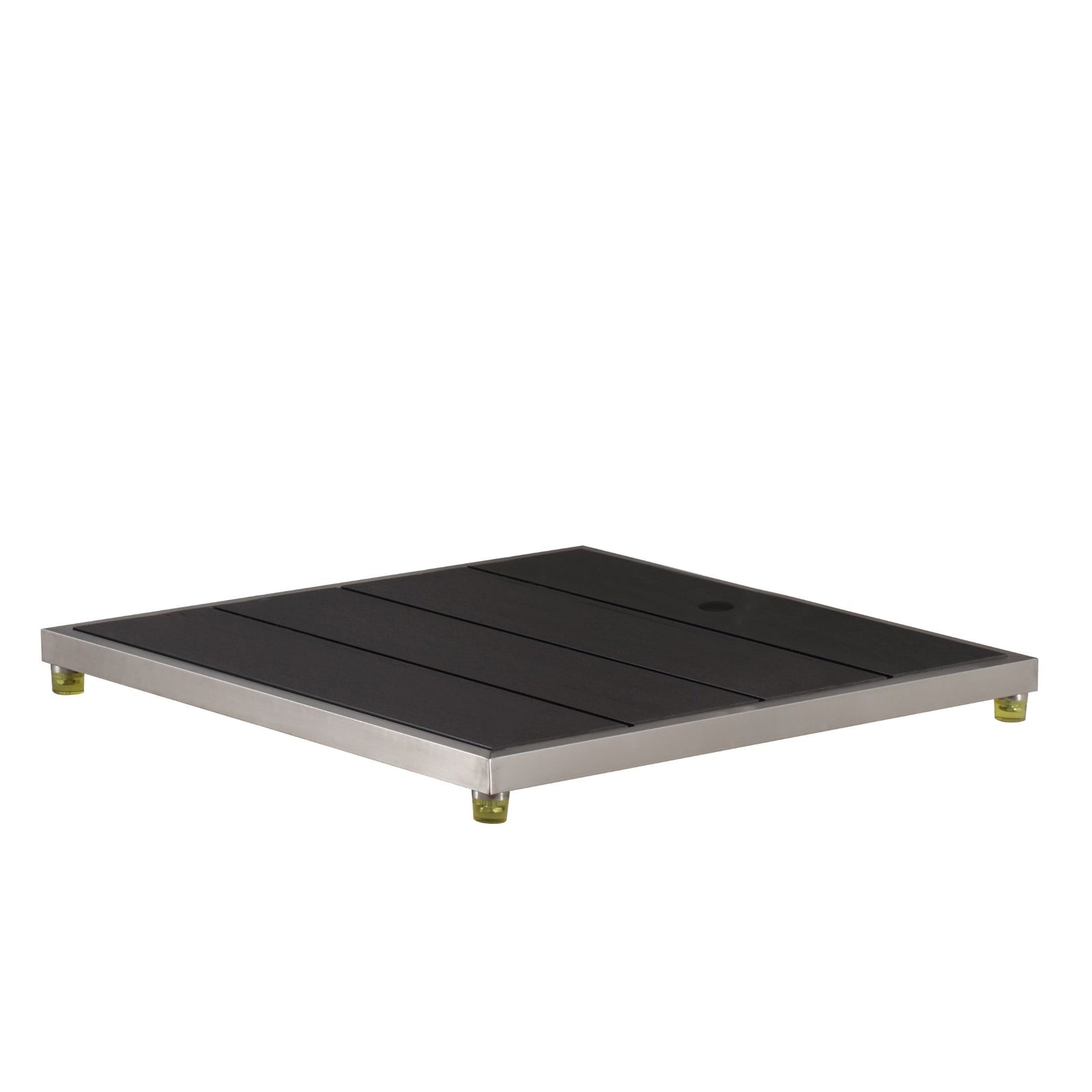 Wayime 33 * 30" Plastic Wood with Stainless Steel Frame Dark Grey Base Make Outdoor Shower Movable & Install Outdoor Shower Without Call Plumber CB-023