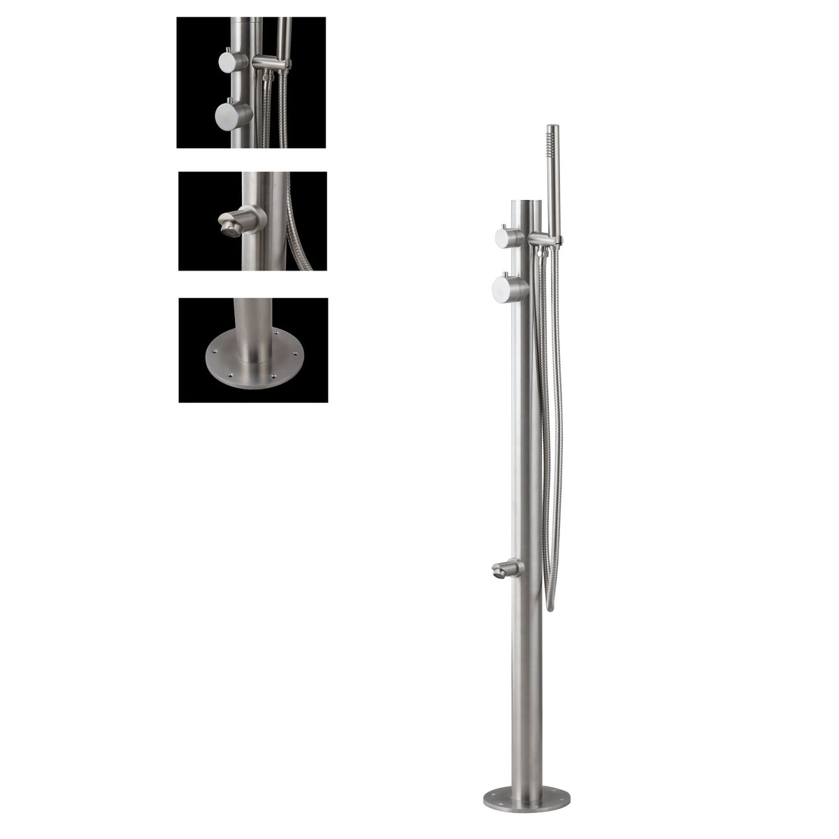 Wayime 43" Free-Standing Brushed Stainless Steel 304 Outdoor Shower Only Cold Water no Showerhead with DOE Certificate d CB-019
