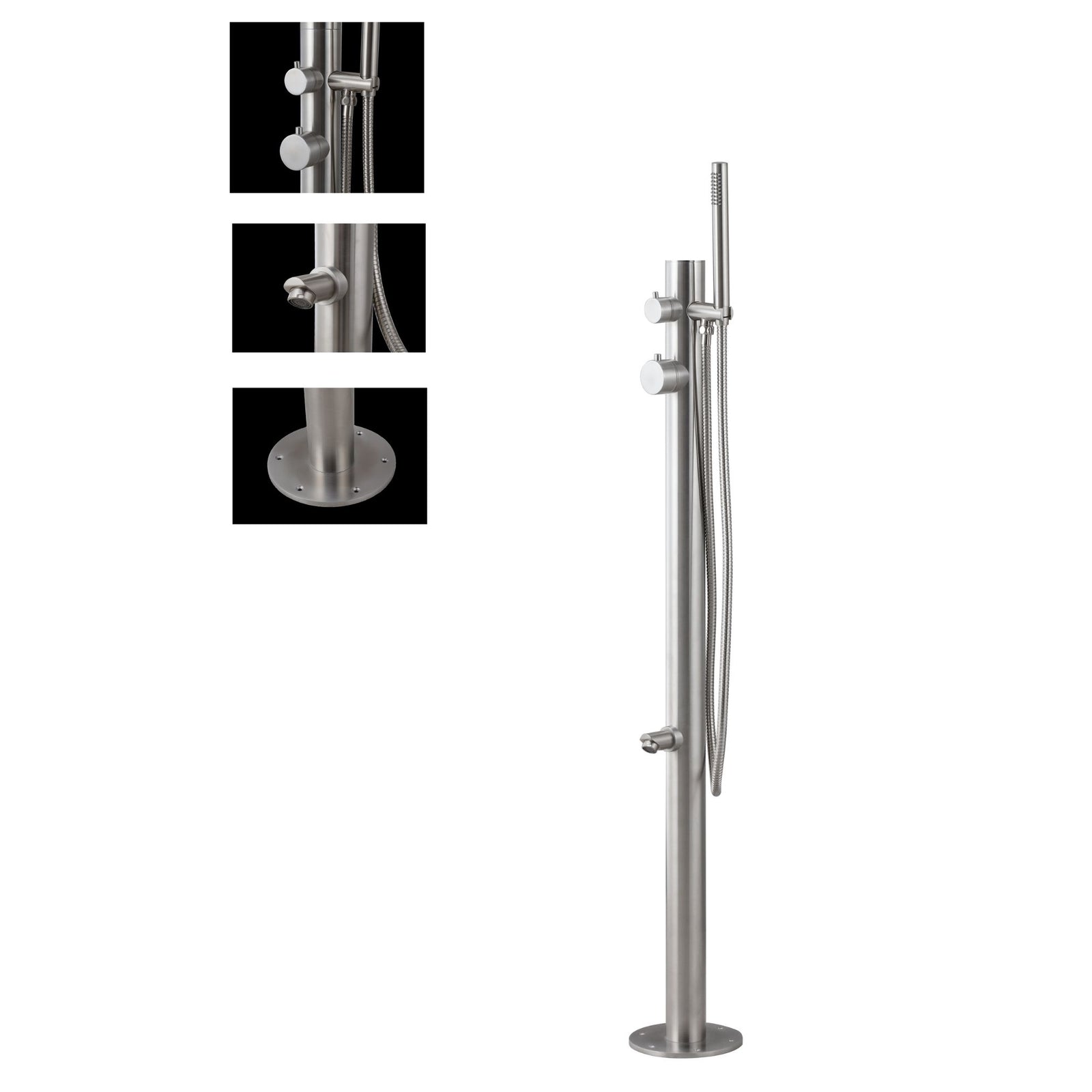 Wayime 43" Free-Standing Brushed Stainless Steel 304 Outdoor Shower Only Cold Water no Showerhead with DOE Certificate d CB-019