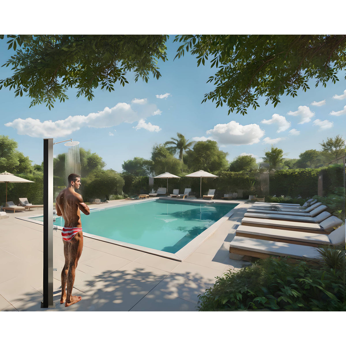 Wayime 85" Free-Standing Brushed Stainless Steel&Aluminum Tank Composed Outdoor Solar Shower(Only Available for USA) CB-009