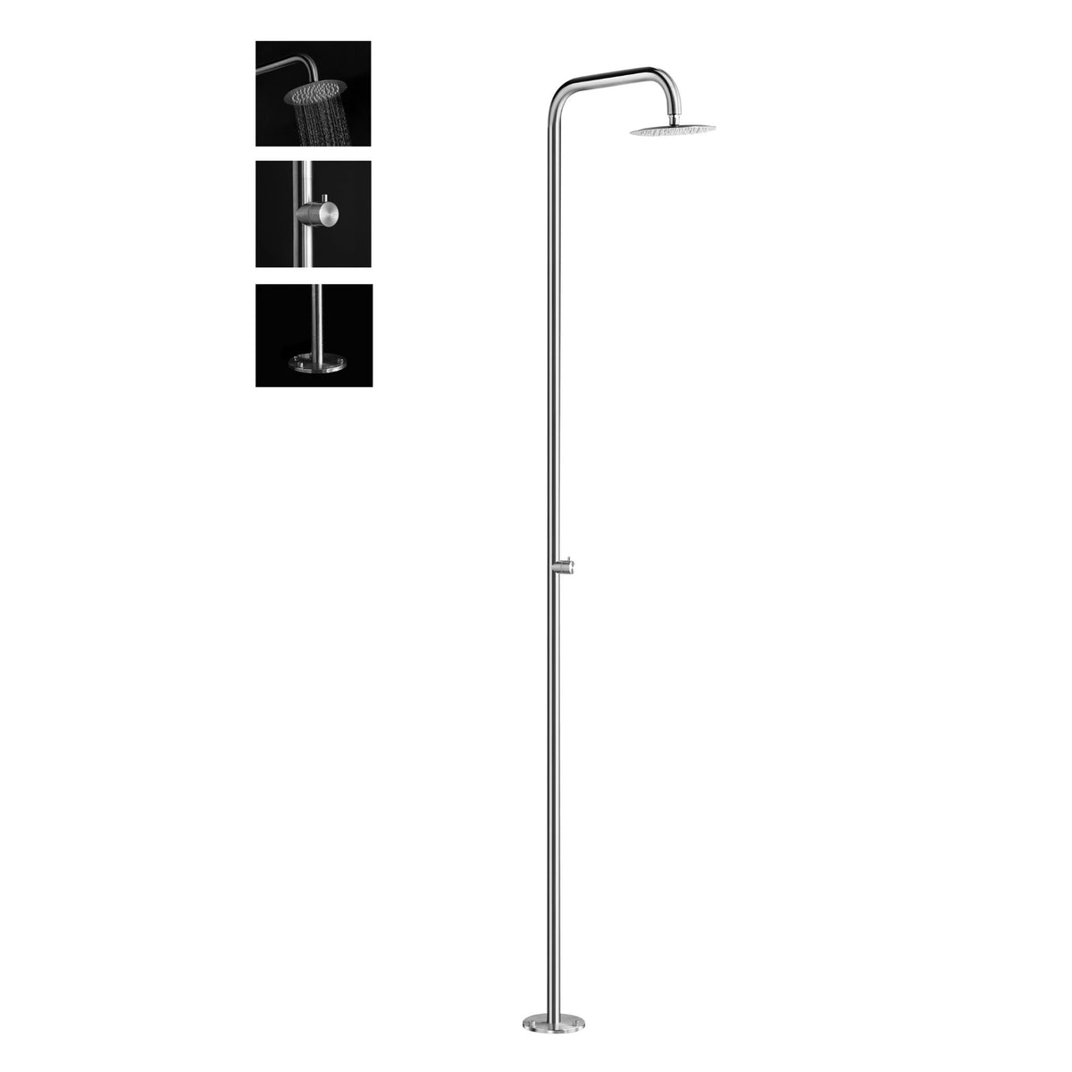 Wayime 87" Separable&Composable Free-Standing Brushed Stainless Steel 304 Rainfall Outdoor Shower with DOE Certificate CB-012