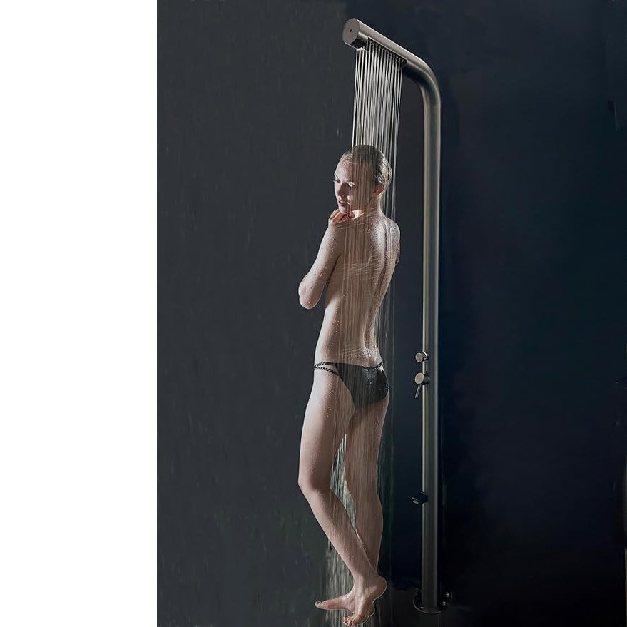 Wayime 87" Separable & Composable Free-standing Matte Black-Grey Stainless Steel 304 Rainfal Outdoor Shower