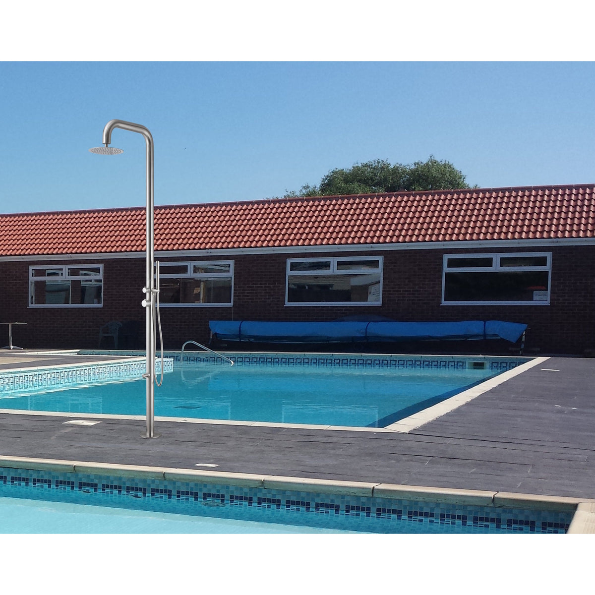 Wayime 91" Separable&Composable Free-Standing Brushed Stainless Steel 304 Rainfall Outdoor Shower with DOE Certificate CB-016