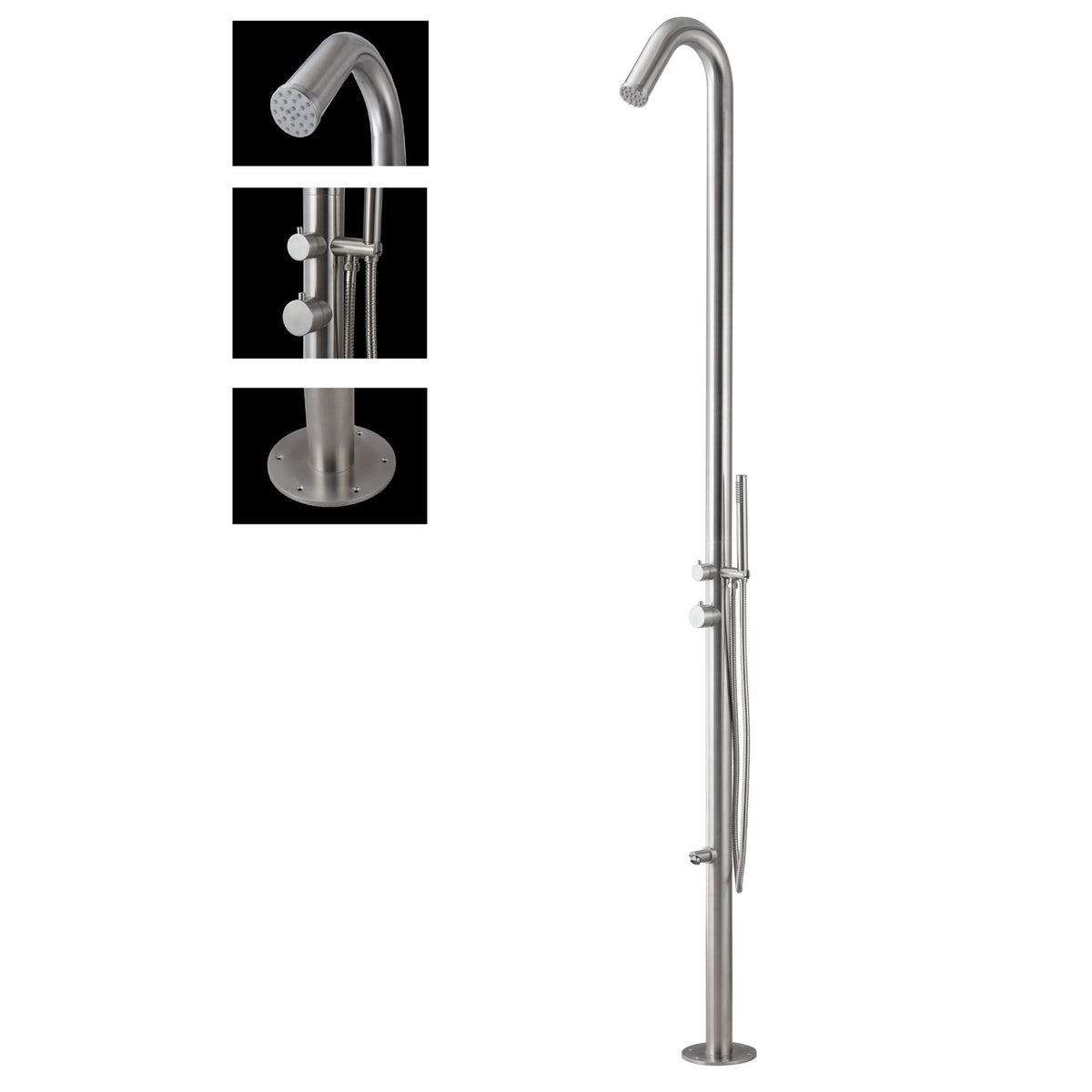 Wayime 91" Separable&Composable Free-Standing Brushed Stainless Steel 304 Spary Outdoor Shower with DOE Certificate CB-017