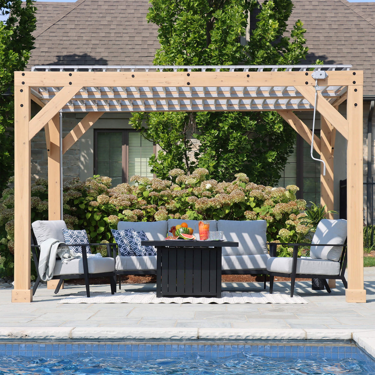 Yardistry 10' x 12' Meridian Wooden Louvered Pergola YM11832COM
