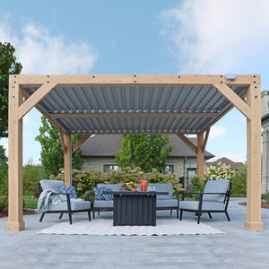 Yardistry 10' x 12' Meridian Wooden Louvered Pergola YM11832COM