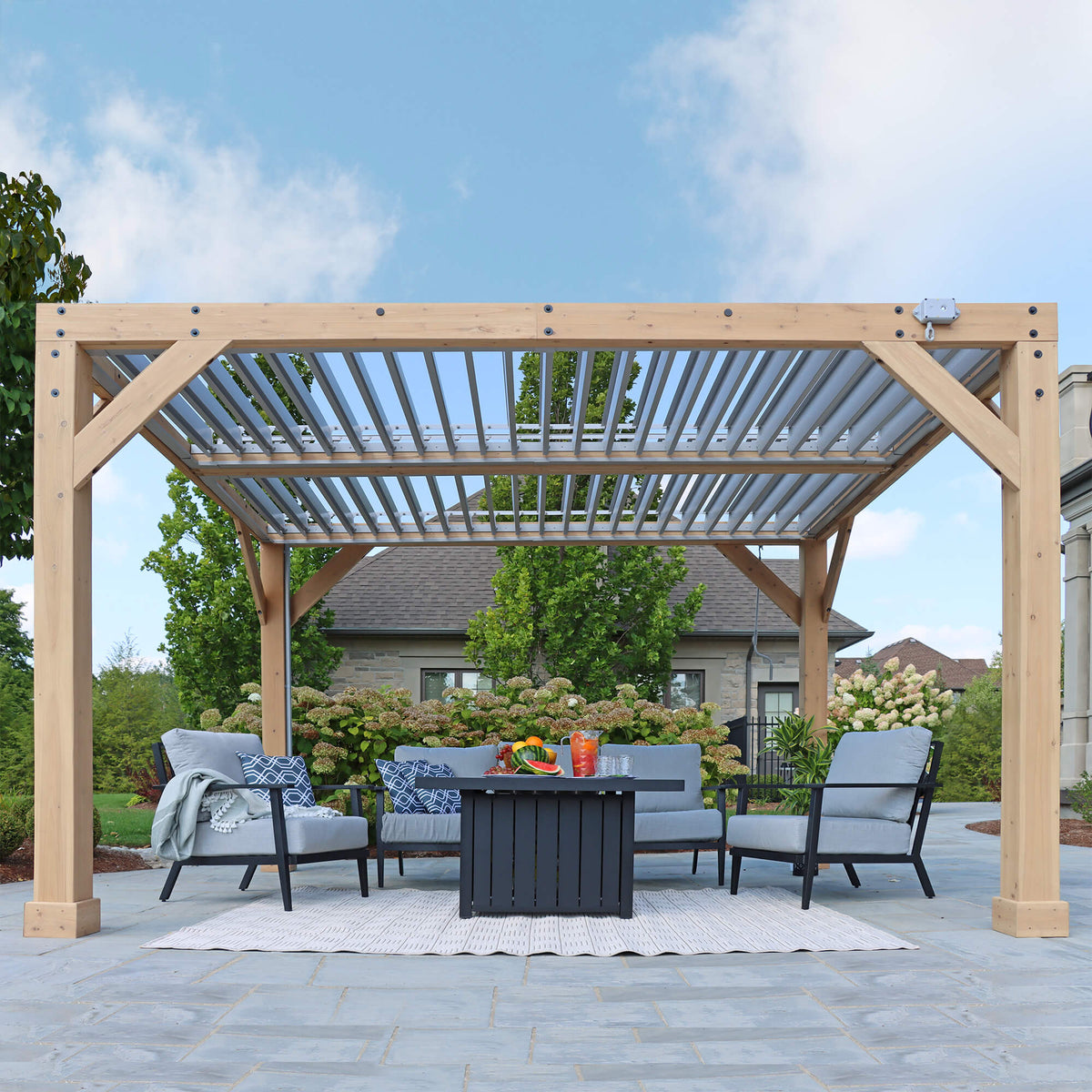 Yardistry 10' x 12' Meridian Wooden Louvered Pergola YM11832COM